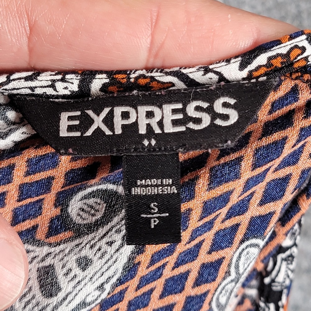 Express Mini Dress‎ Womens S Multicolor Bohemian Floral Short Sleeve Back Zipper - Picture 14 of 16